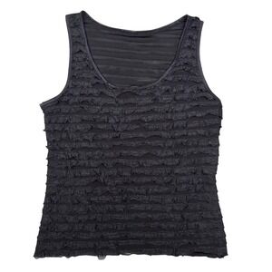 Women's handmade Tank Top Black Ruffle Tiered Mesh Grunge Fairycore Y2K Small